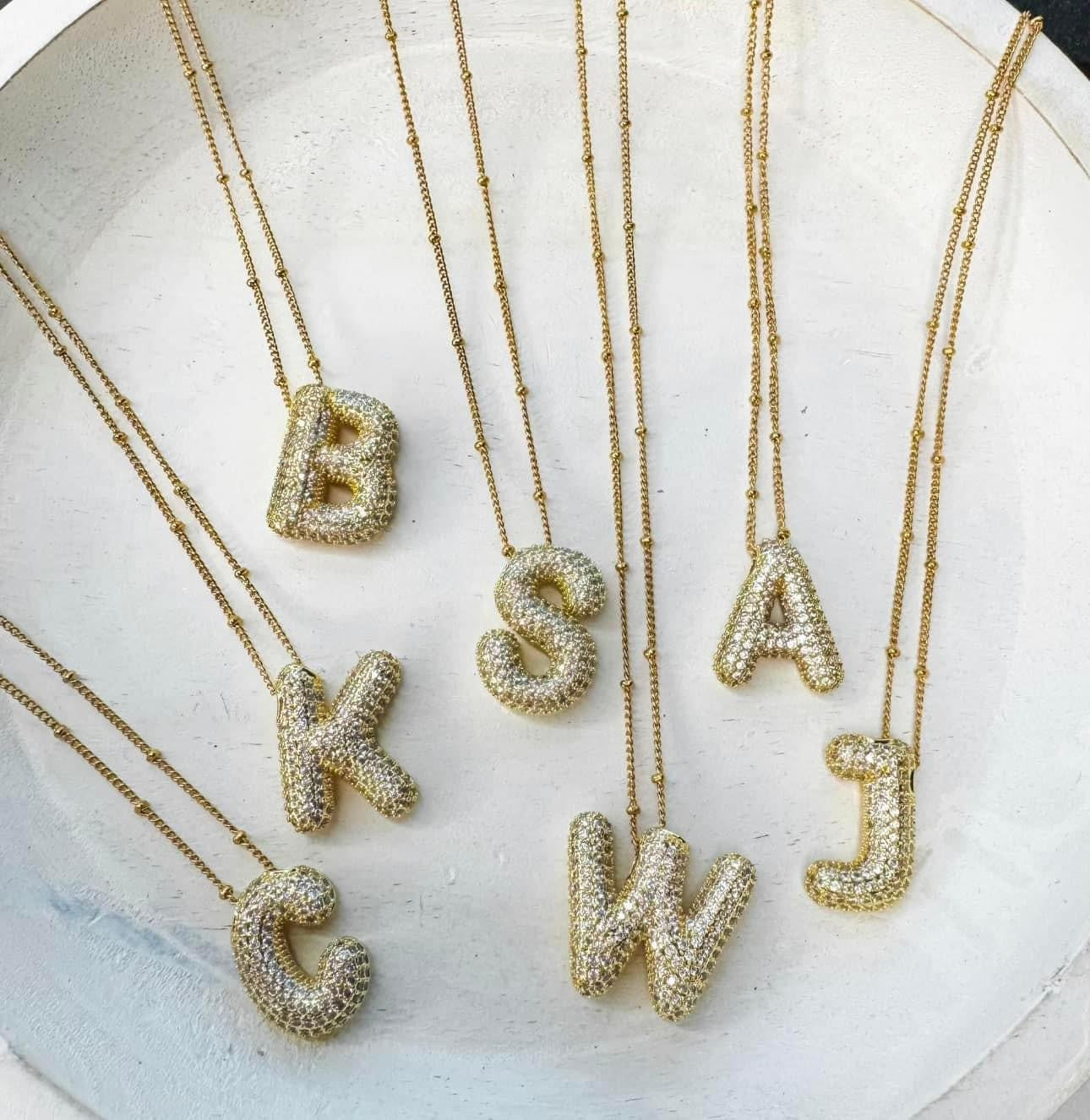 Snapklik.com : DIOWUS Bubble Letter Necklace For Women,Dainty Balloon Initial  Necklaces 18k Gold Plated Chain Pendant Alphabet Necklaces For Teen Girls  Girlfriend Charm Simple Jewerlry Gift